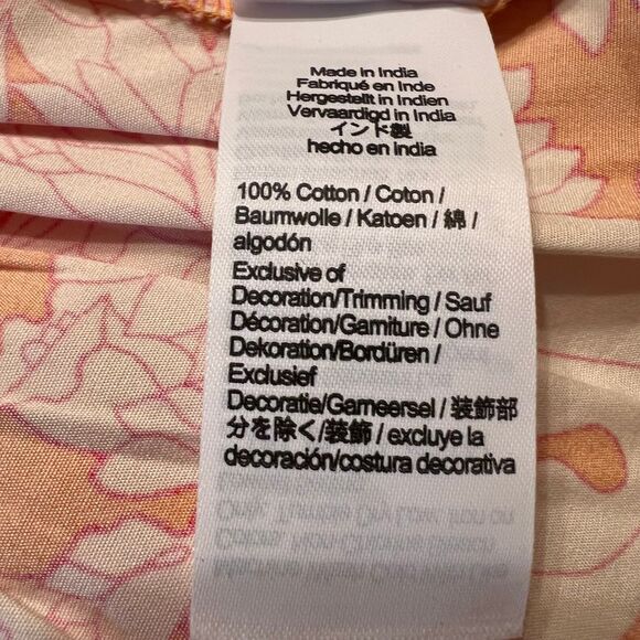 J.Crew Babydoll Crop Tank Top Womens 8 Orange‎ White Floral Button Front Bow - Picture 6 of 8